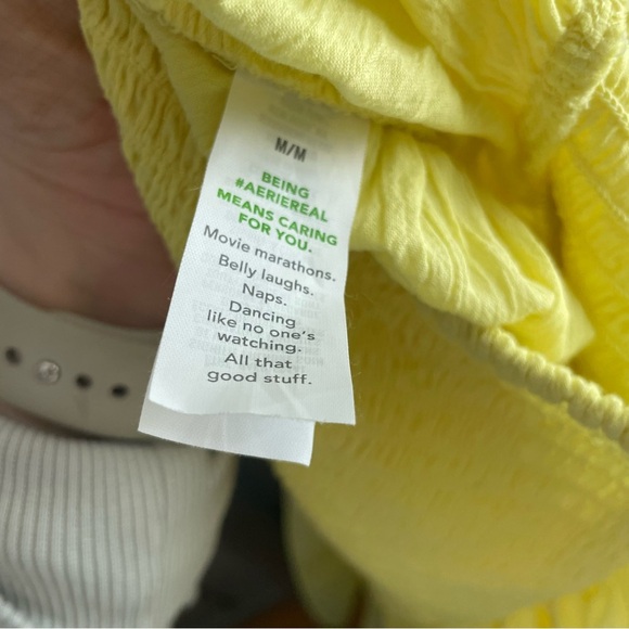 AERIE Smocked Keyhole Romper beach bright sunny yellow smocked flowy lightweight - Picture 12 of 12